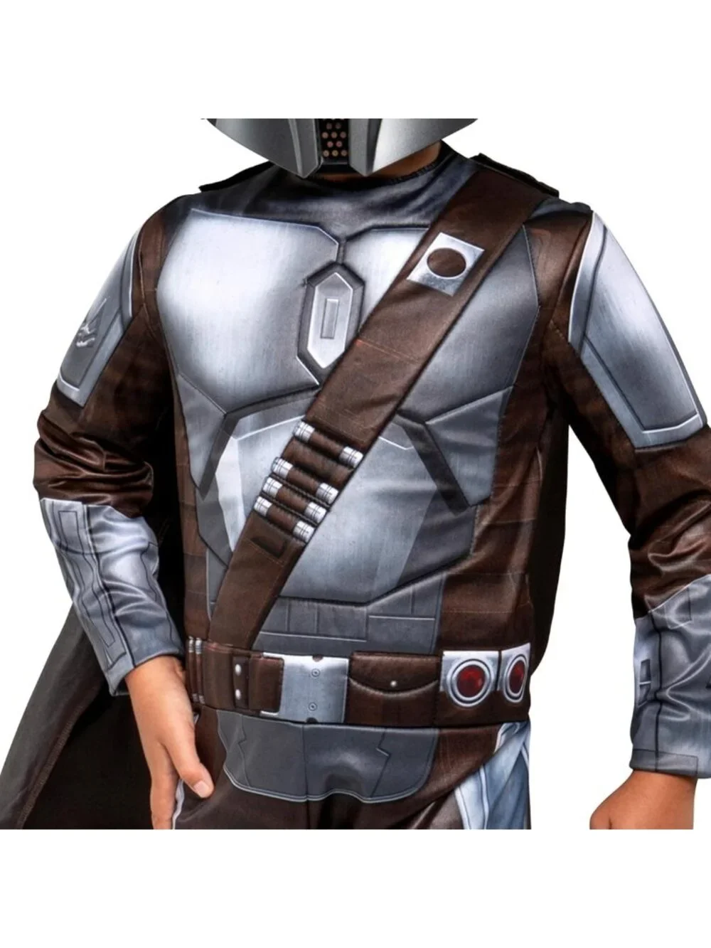 Premium Quality Mandalorian Youth Halloween Costume - Padded Jumpsuit & Cape (L)